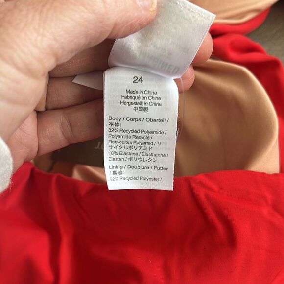 J Crew‎ Swimsuit Size 24 Ruched Square Neck One Piece Red - Picture 7 of 7